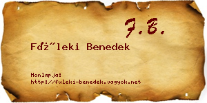 Füleki Benedek névjegykártya